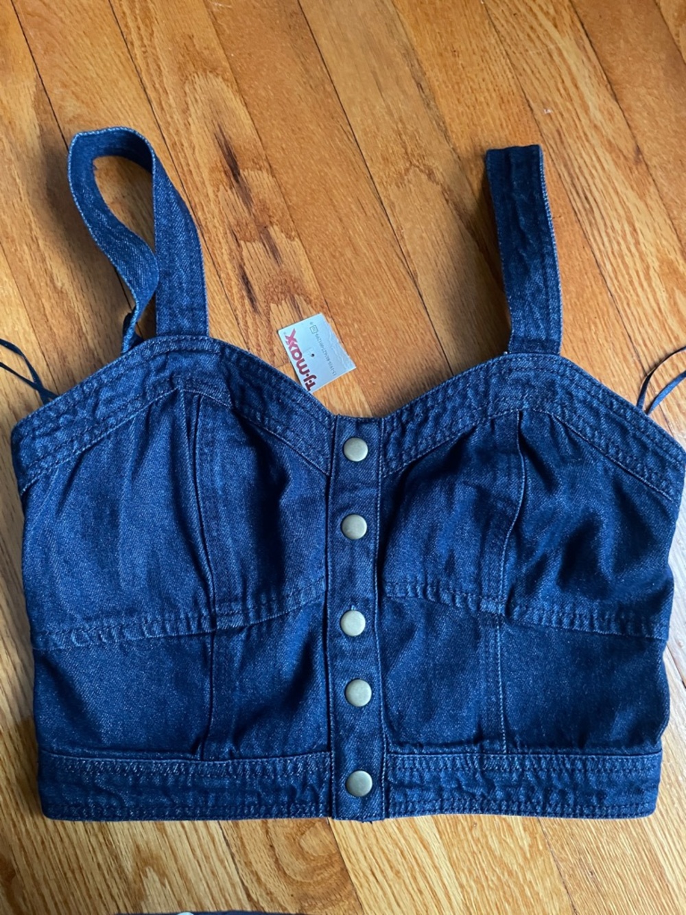 Lone Star Pride Apparel LLC Indigo Denim Button-Front Crop Top